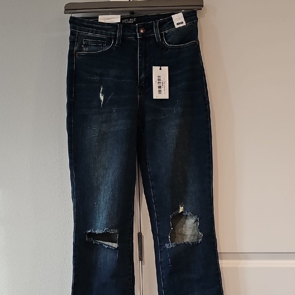 Judy Blue Dad Jeans Distressed Dark Blue Women's Jeans 3/26